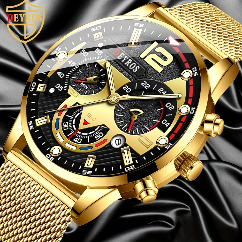 

Men's Calendar Watch Fashion Business Mesh Strap Quartz Watch Men's Watch