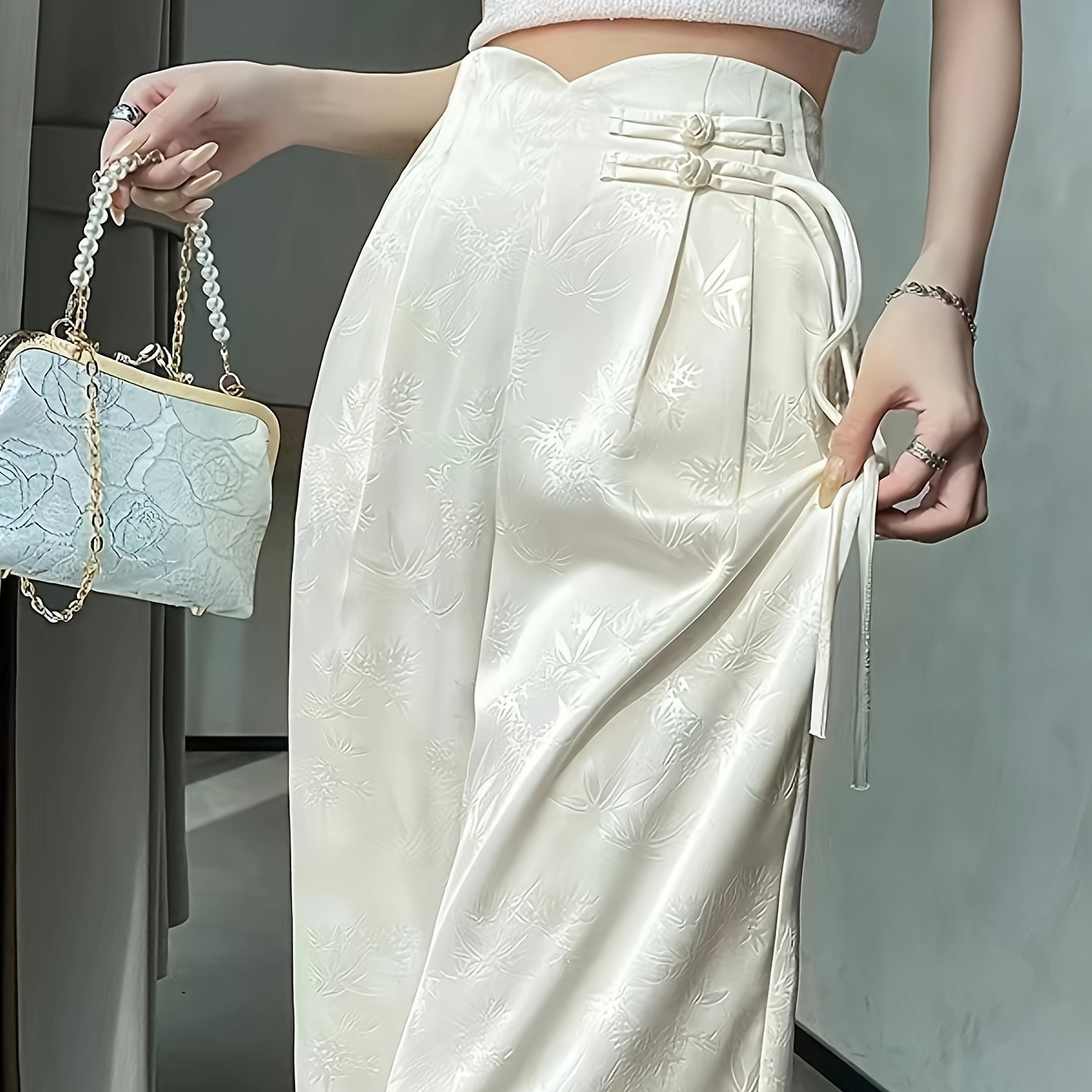 

High Waist Straight Leg Pants, Chic Loose Pants For Spring & Summer, Women's Clothing
