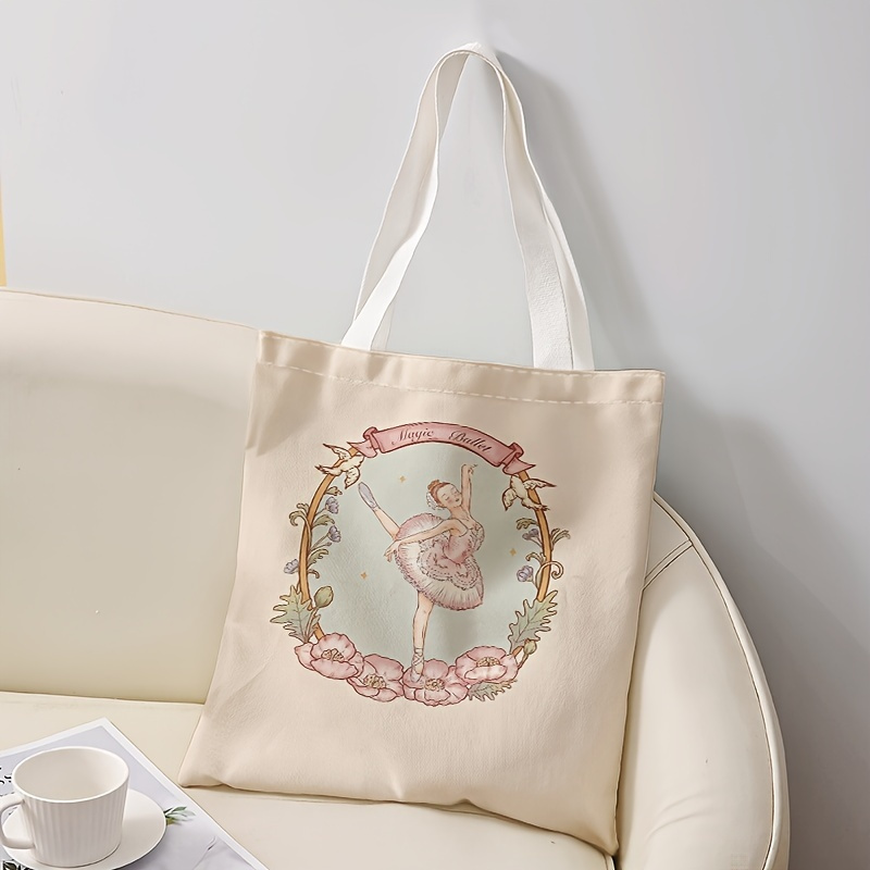 

Ballet Girl Pattern Printed Casual Tote Bag, Lightweight Grocery Shopping Bag, Aesthetic Shoulder Bag For School, Travel