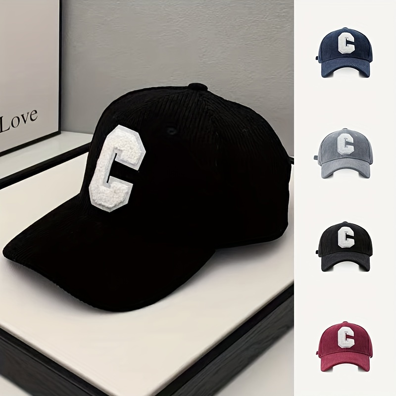 

Casquette de Baseball en Velours Ajustable pour Femme avec "C" Brodé - Chic & Confortable, Légère pour Automne/Hiver | Disponible , , Marine,