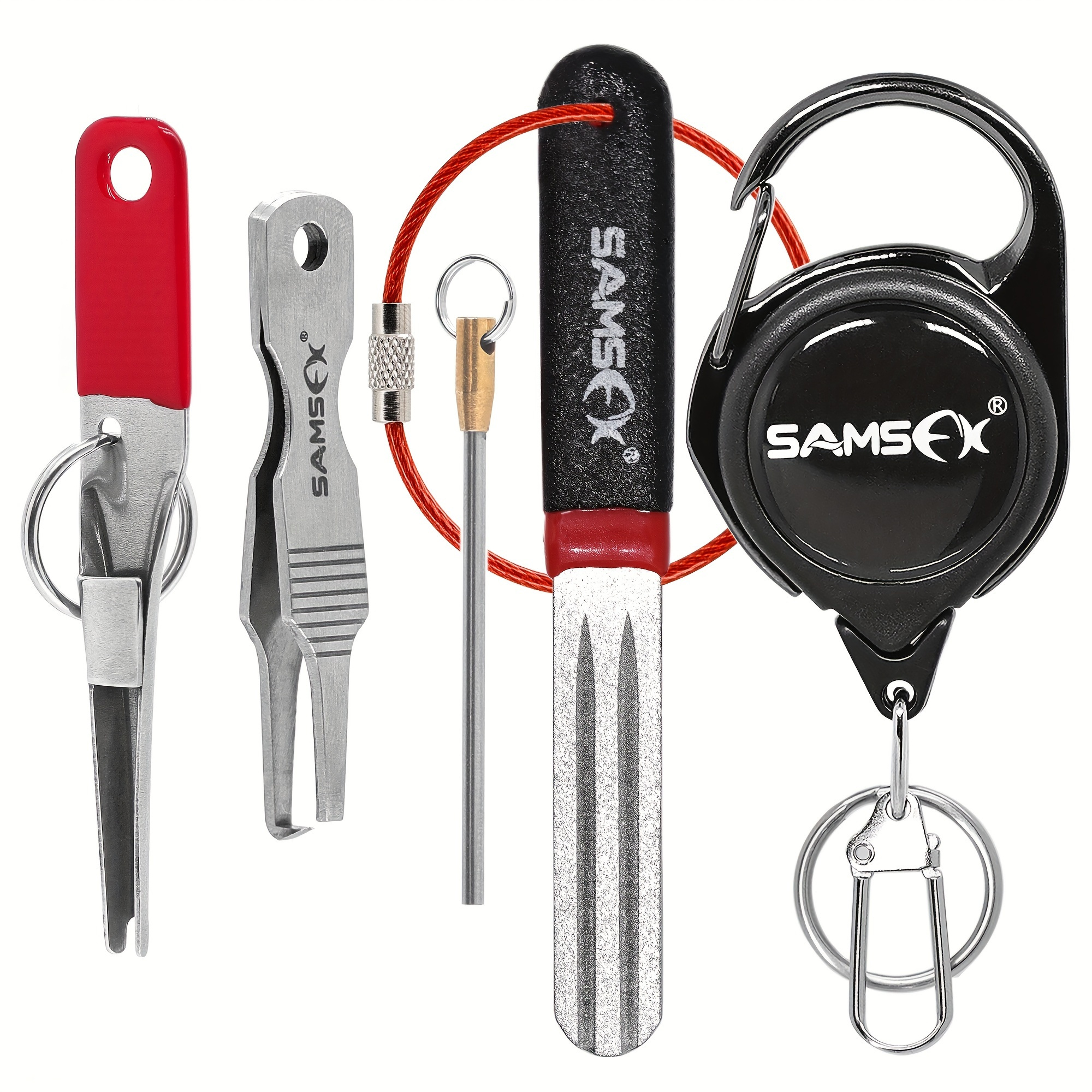 SAMSFX Jig Eye Cleaner Line Clipper and Hook Sharpener Kit Fly