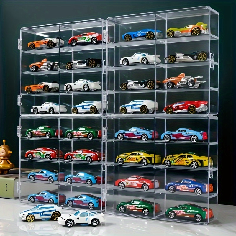 

1pc 8-grid Toy Car Model Storage Box, Alloy Cars Multi-layer Compartment Transparent Desktop Storage Rack, Room Decor, Home Decor