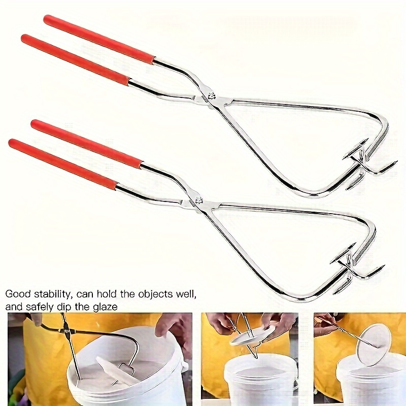 

1pc/2pcs Diy Mud Plastic Dipping Pottery Tools Dipping Pliers Glaze Tools Stainless Steel Glaze Pliers On Glaze Clips Pottery Mud Pottery Tools