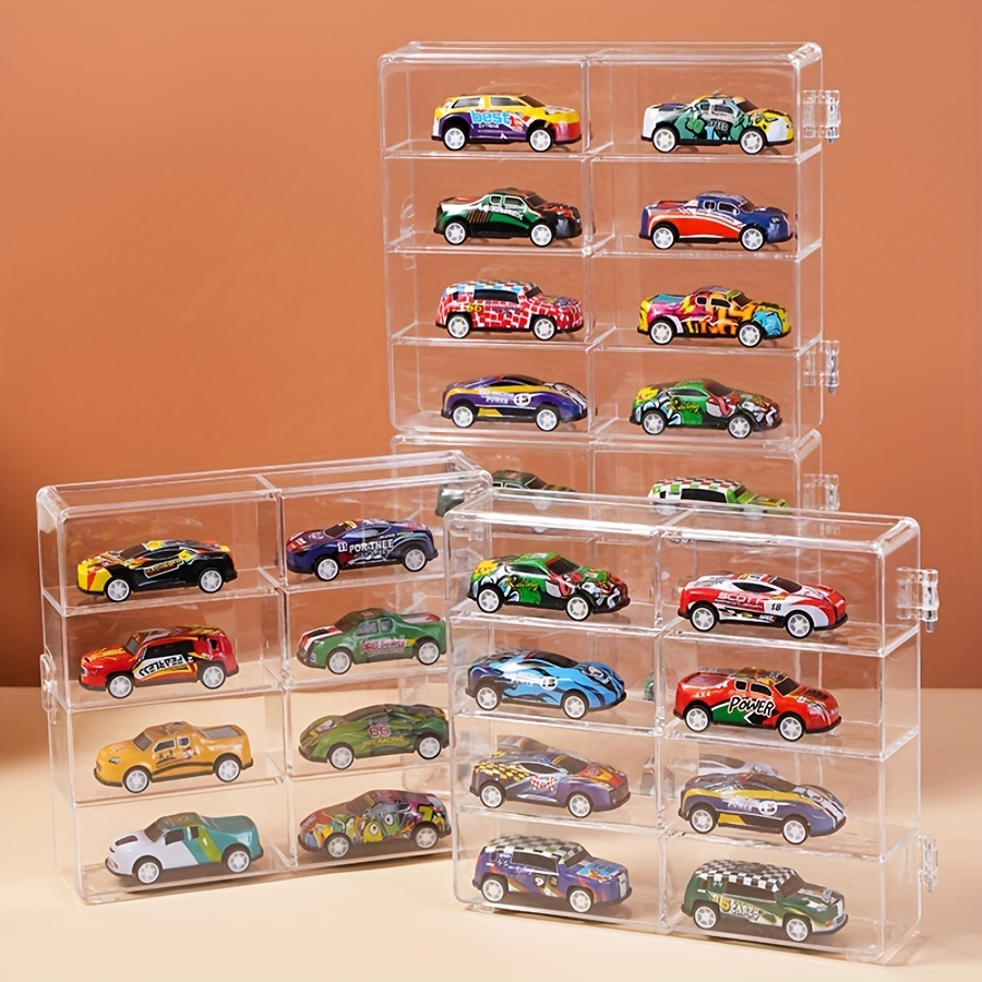 

1pc Plastic Stackable Display Stand And Storage Box For Toy Car Models - Transparent Showcase Organizer For Collectibles, No Power Required