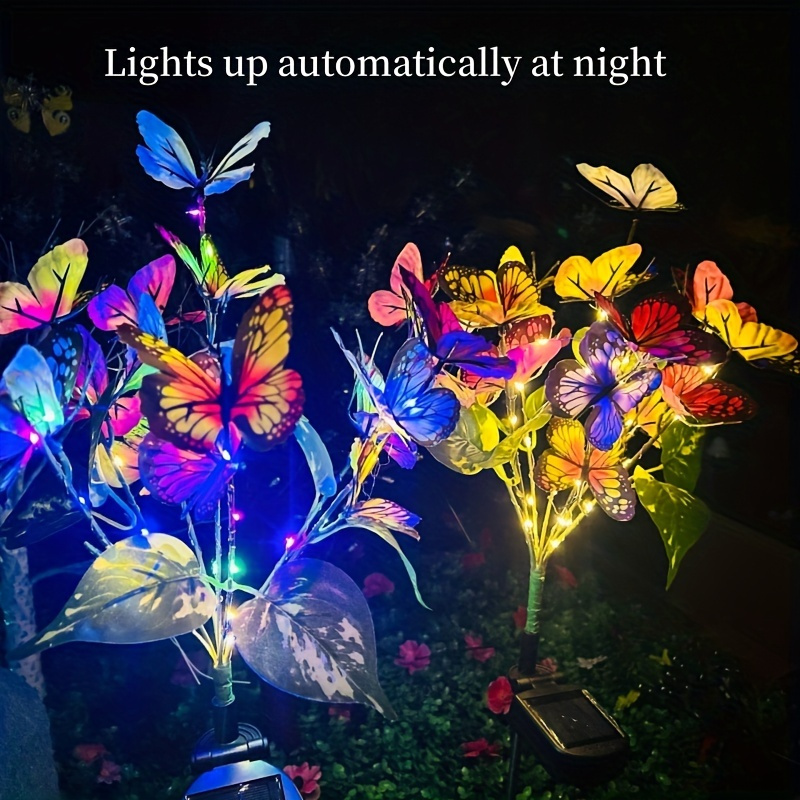 

2pcs Led Colorful Butterfly Solar Lights, Outdoor Waterproof Garden Lawn Lights, For Garden Decoration, Landscape Lighting Decoration