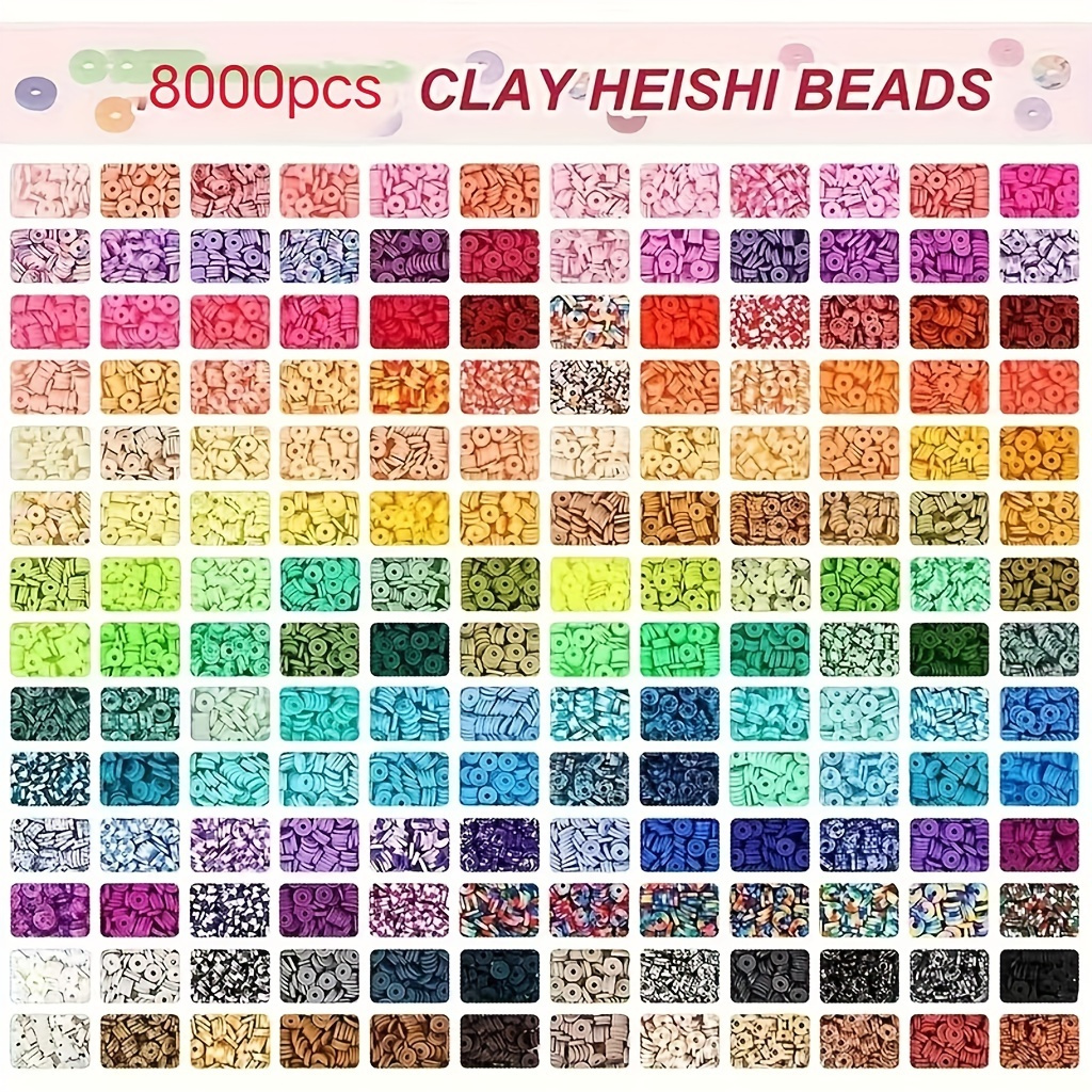 

8000Pcs 6Mm Perles en Pâte Polymère de Couleurs Mélangées - Perles d'Espacement Plates et Rondes pour Bracelets d'Amitié DIY & Perles de Fabrication de Bijoux pour Bracelets