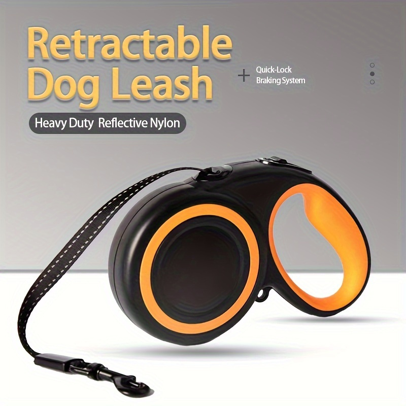 

Retractable Dog Leash Heavy Duty Reflective Nylon Dog Lead For Pets Up To 110 Lbs. Free Design Dog Walking Running Leash