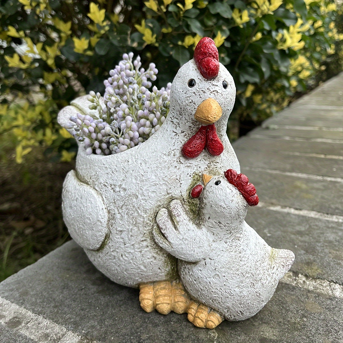 

Charming Hen & Chick Resin Planter - Creative Animal-shaped Garden Decor, Perfect For Outdoor, Balcony, Or Home Display