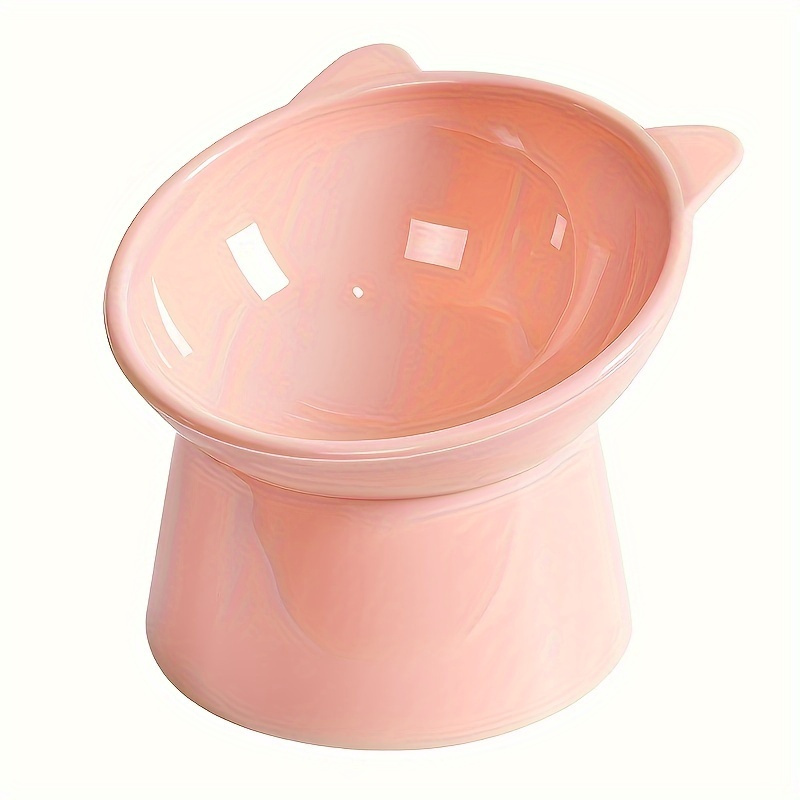 

Elevated Cat Bowl: Raised Tilted Feeder For Neck Protection, Plastic Cat Food And Water Bowl