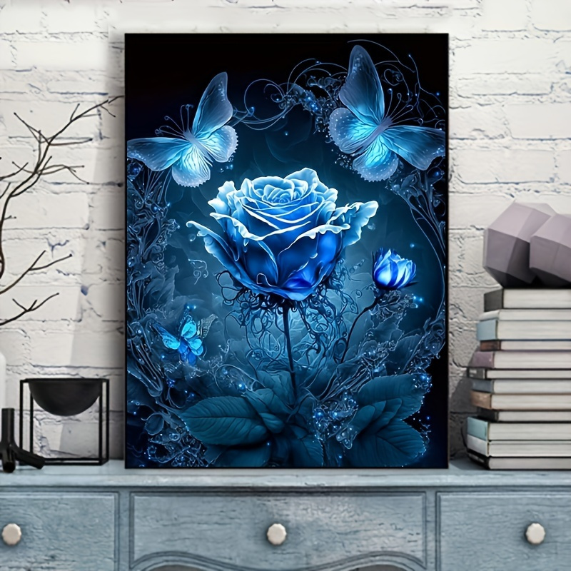 

Artificial Diamond Painting Kits, Flower Series Rose Flower Butterfly Diy 5d Diamond Painting Art Kits For Adults Beginners, Diamond Painting Round Full Diamond For Wall Decor