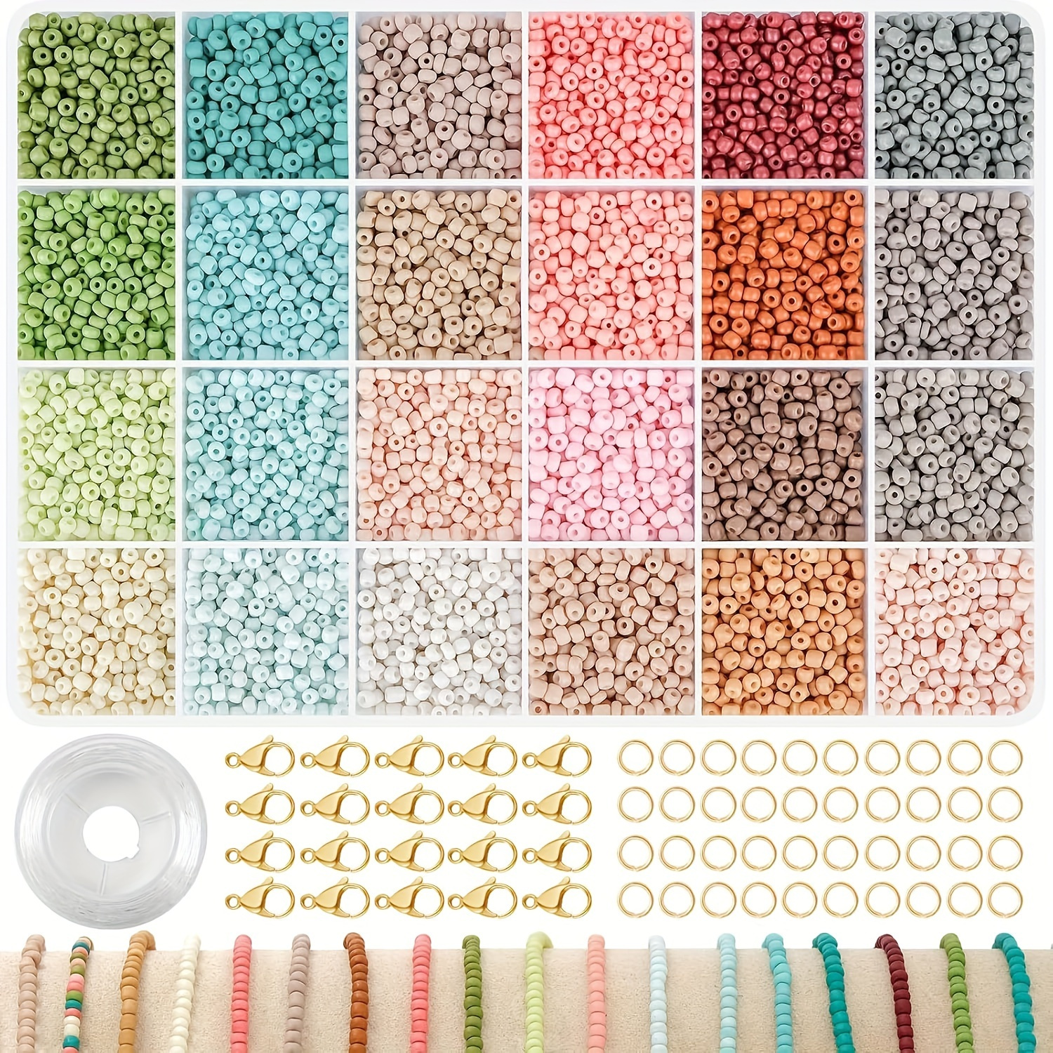 

24 Color 3mm Glass Seed Beads Jewelry Making Kit: Create With 10,000 Glass Seed Beads, Suitable For Teens And Adults