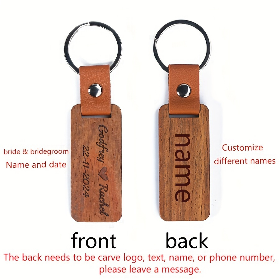 

1pc/10pcs Customized, Wood Keychain For Men, You Can Carve Different Names, Wedding, Birthday Gift
