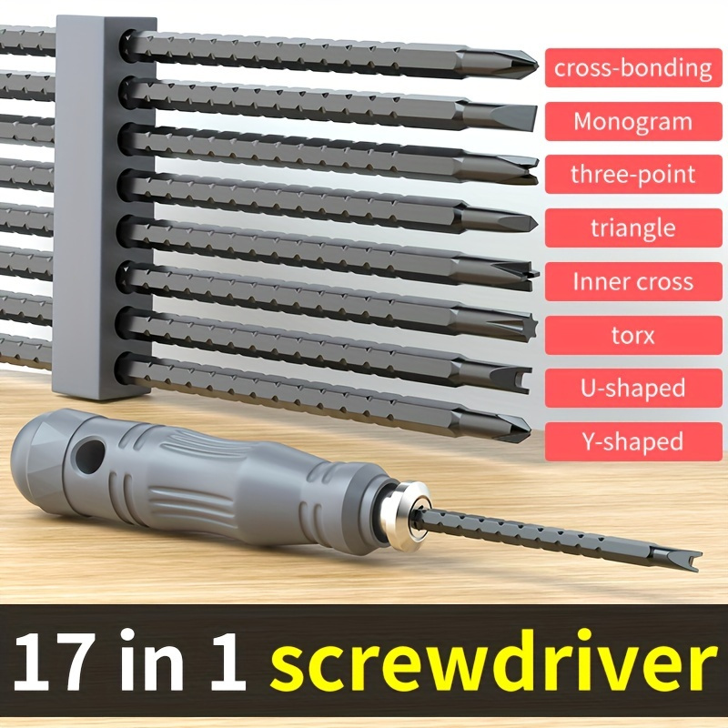 

17-in-1 Multifunctional Screwdriver Set, High Hardness, Precision Ratchet, For Home Use, Multi Bits, Durable Grip