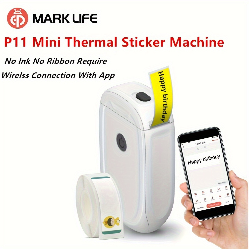 Label Maker Machine With Tape, P11 Wireless Labels Maker Portable Mini  Label Printer, Easy To Use With Smartphone Small Sticker Labeler Multiple  Templates For Home Office Organizing