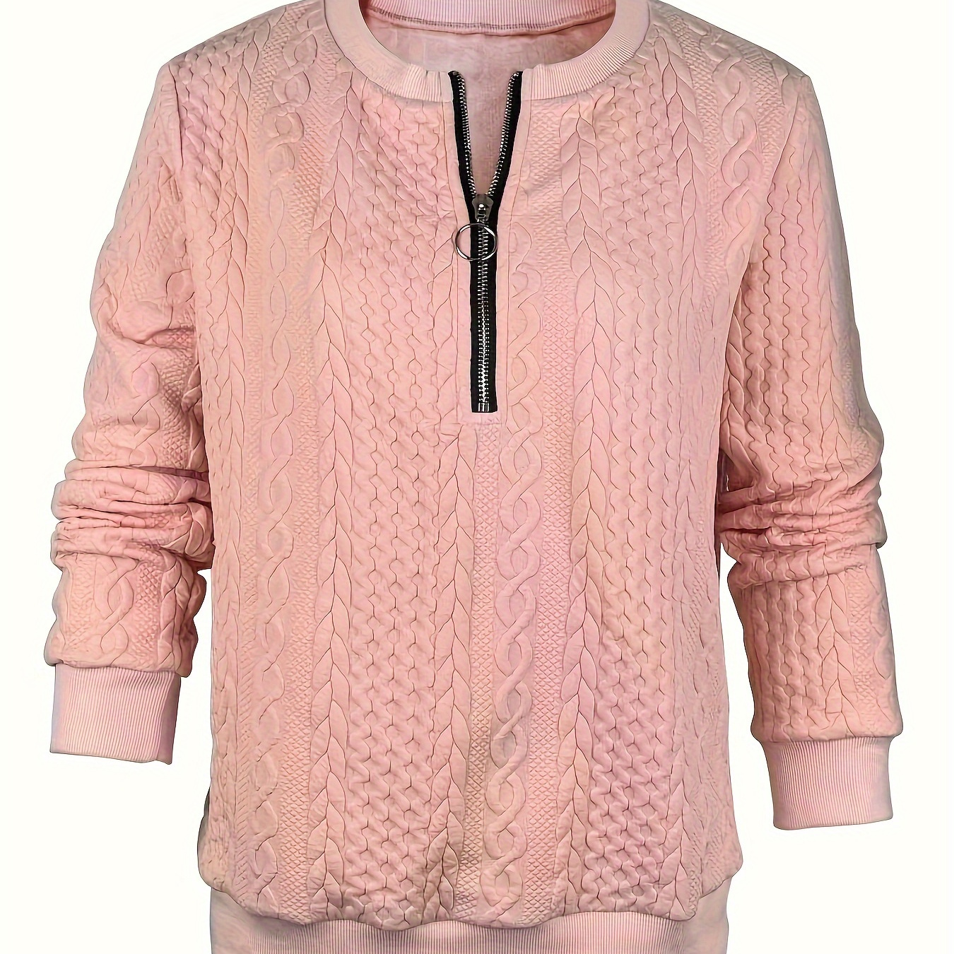 

Quarter Zip Pullover Sweatshirt, Casual Long Sleeve Crew Neck Sweatshirt For Fall & Winter, Women's Clothing