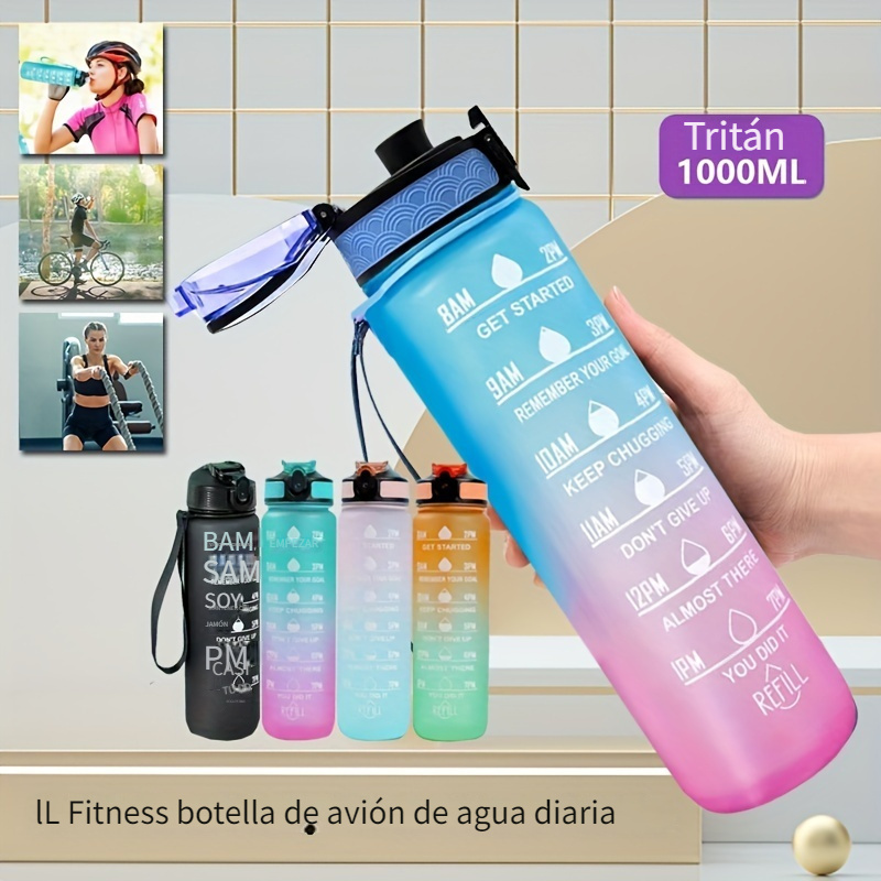 

33.8oz/1000ml Inspirational Multicolor Frosted Bpa-free Sports Water Bottle With Free Stickers - Perfect For Fitness, Camping, Hiking, And Daily Hydration