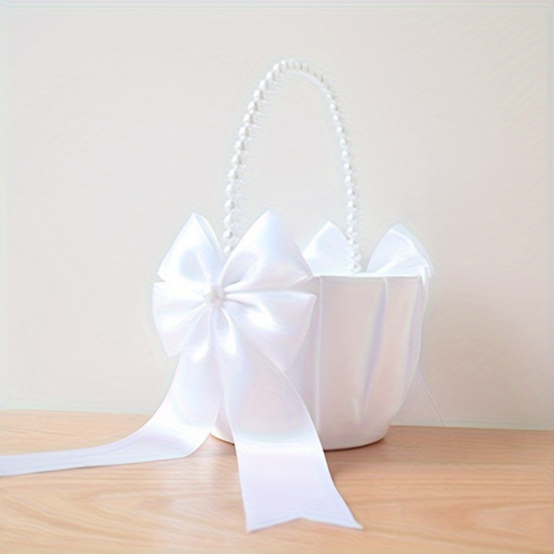 

Elegant Pearl- Wedding Flower Girl Basket - Theme, Round Plastic, Outdoor Celebrations & Parties