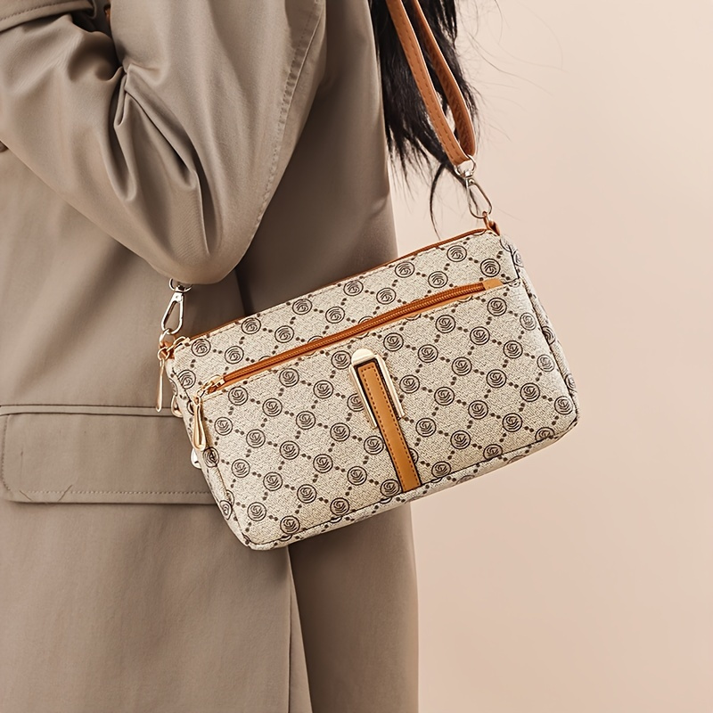 

Vintage Style Women's Crossbody Bag With Adjustable Shoulder Strap And Zipper Closure - Pu Material, Lightweight, And Water Resistant
