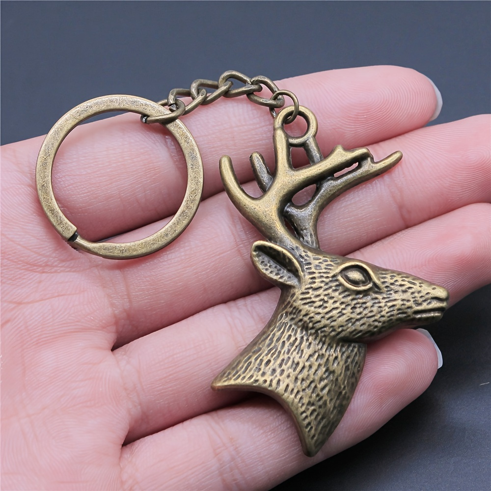 

1pc, Deer Head Keychain, Vintage Style Animal Key Ring, Cute Stag Charm For Ladies Everyday Accessory, For Animal Lovers, Wildlife Enthusiast Collectible