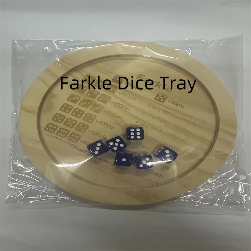 

Premium Wooden Farkle Cubes Tray With Matching Dices - Gaming Enthusiasts