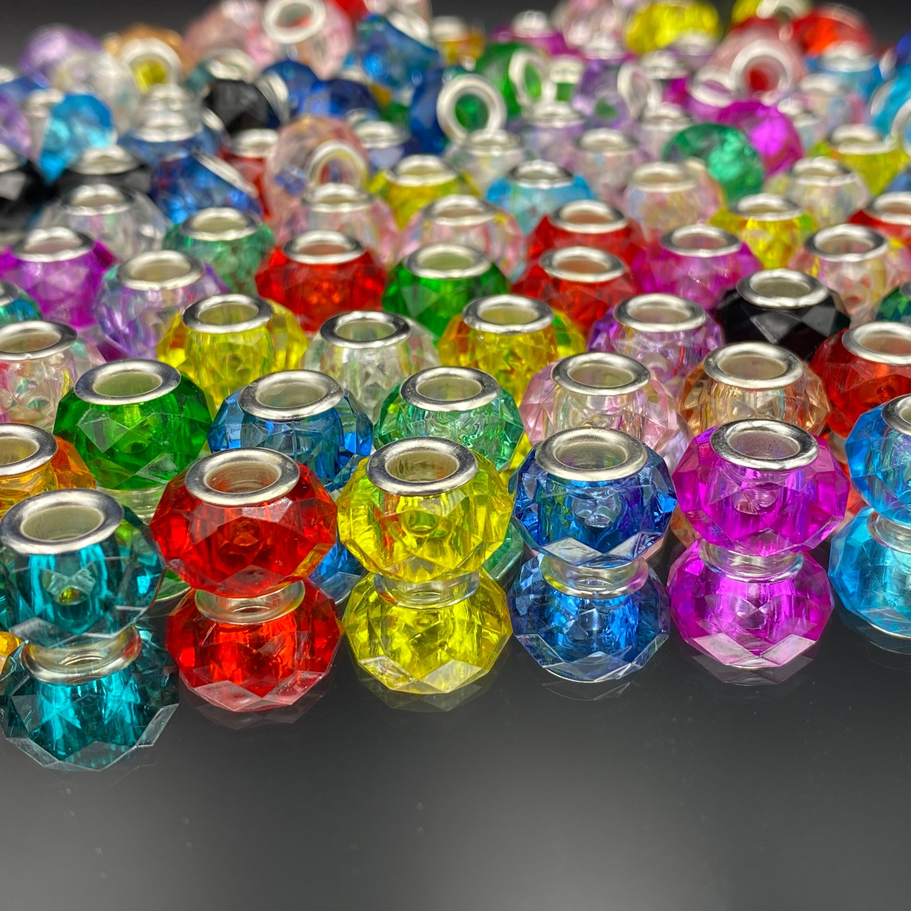 Colorful Transparent Acrylic Beads Rondelle Large Hole Glass - Temu