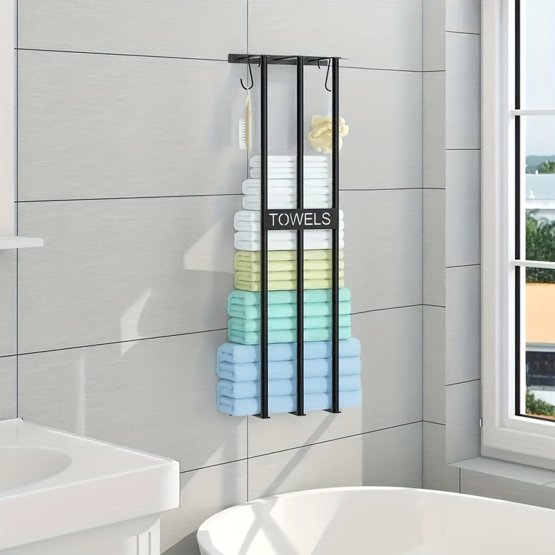 

Space-saving Modern Metal Towel Rack - Wall-mounted, Durable Organizer For Bathroom & Laundry