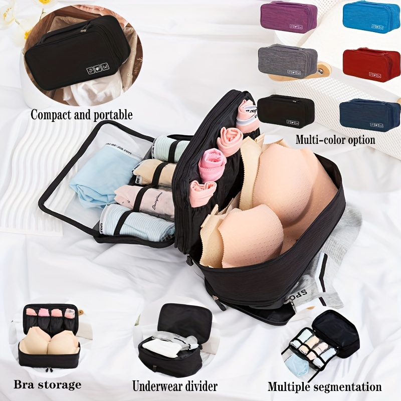 TEMU Travel Underwear Storage Bag, Portable Toiletry Bag Travel Underwear Bra Lingerie Organizer