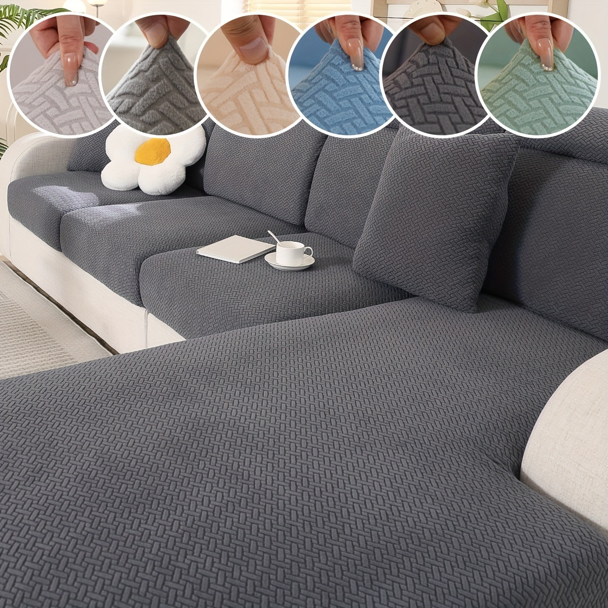 

1pc Solid Color Elastic Sofa Cover, Solid Color Soft Durable Washable Couch Cover Sofa Slipcover For Bedroom Living Room Office Home Decor