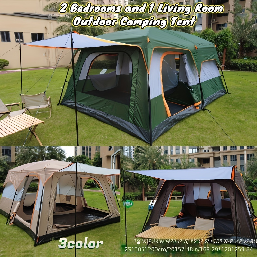 Outdoor Tent Two Rooms Living Room For 4 6 People 8 12 People And Rainproof With Large Camping Tent