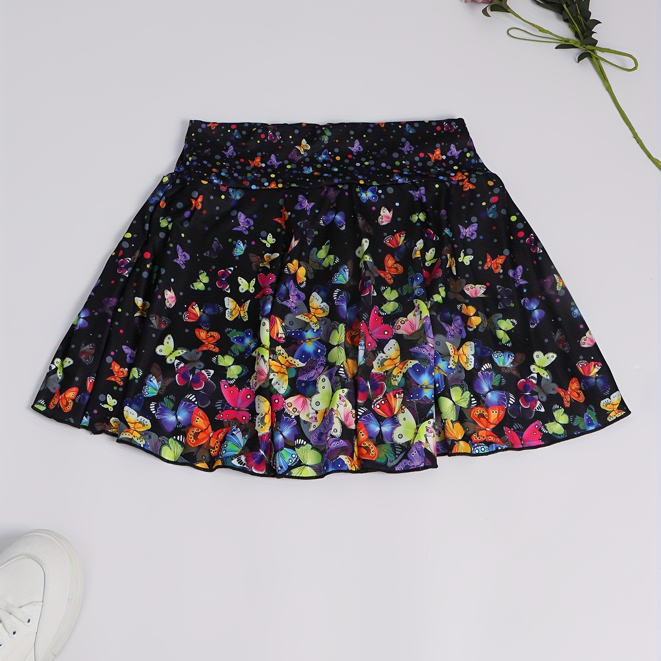 

Quick-drying Colorful Butterfly Print Fashion Sports Skorts With Pocket, Fashion Tennis Running Golf Active Skirts, Women's Activewear
