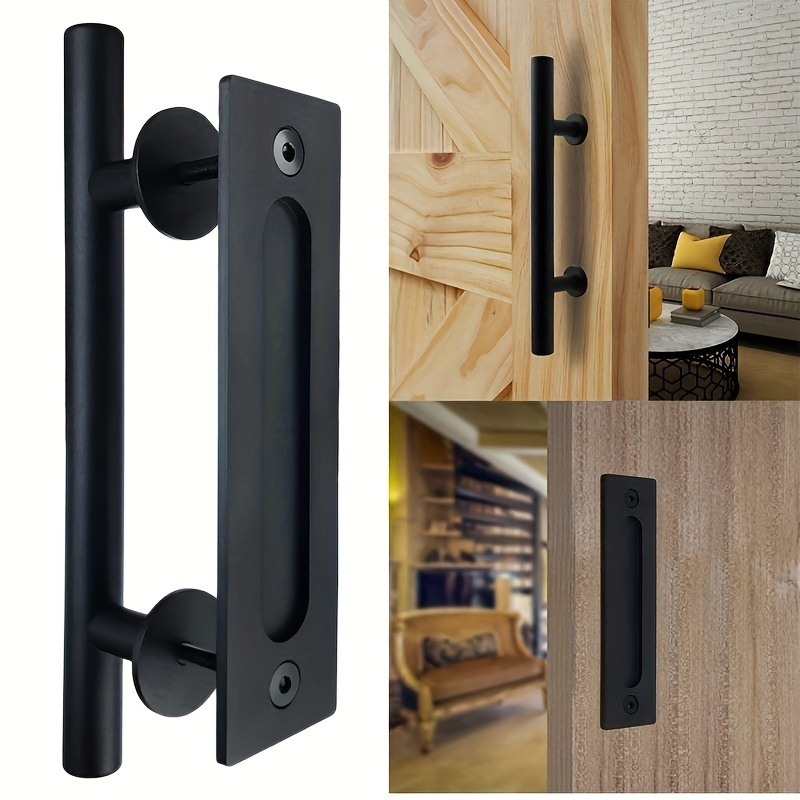 

1pcs 12" Metal Barn Door Pull Handle, Double-sided Round Knob, Flush Mount Hardware For Sliding And Wooden Doors