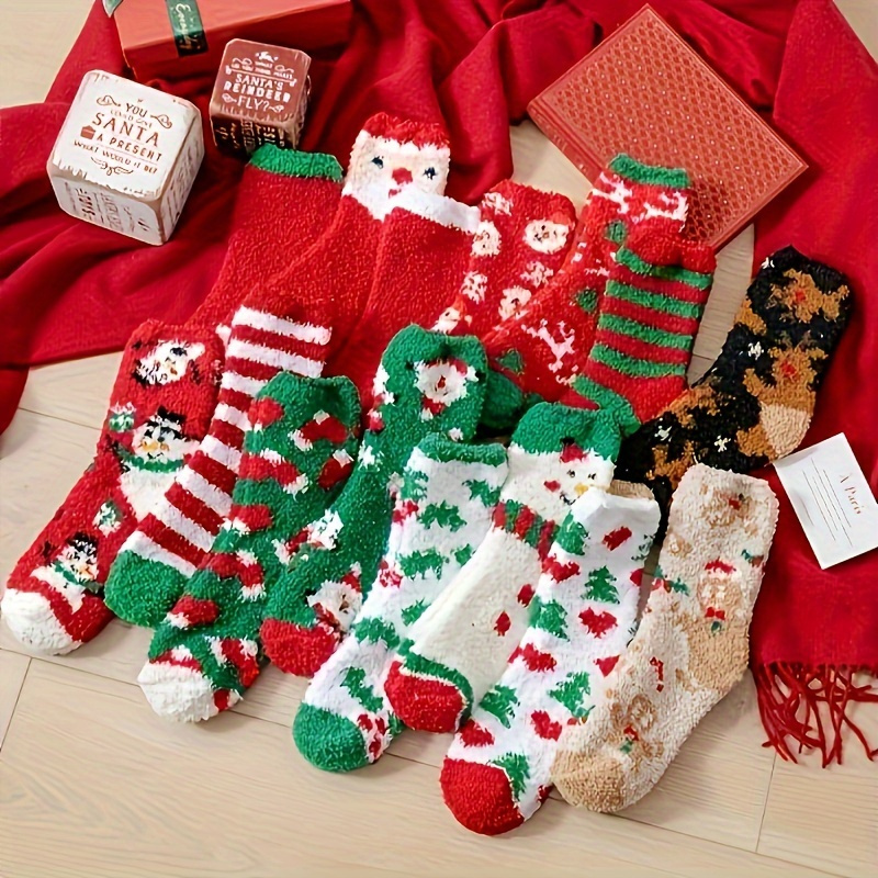 

15 paires de chaussettes cadeaux de Noël en fourrure, chaussettes mi-tubes en douces et chaudes pour et l'hiver, bas et bonneterie pour femmes