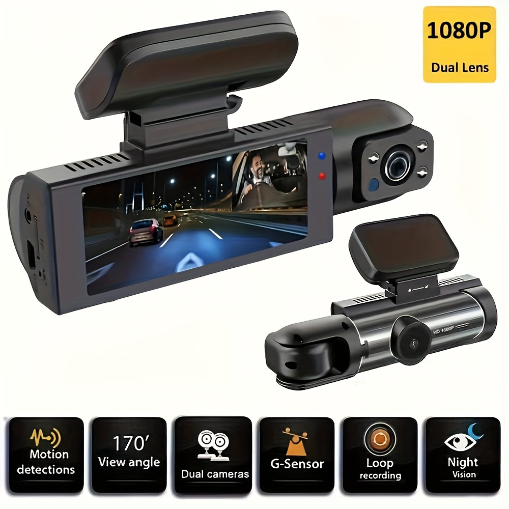 

Dual Dash Cam Infrared Night Vision, Dual Channel 1080p Front And Inside, Wide Angle Car Dvr Camera With 3.16 Inch Ips Screen, 24hr Motion Sensor Parking Mode, Loop Recording (without 32g Card)