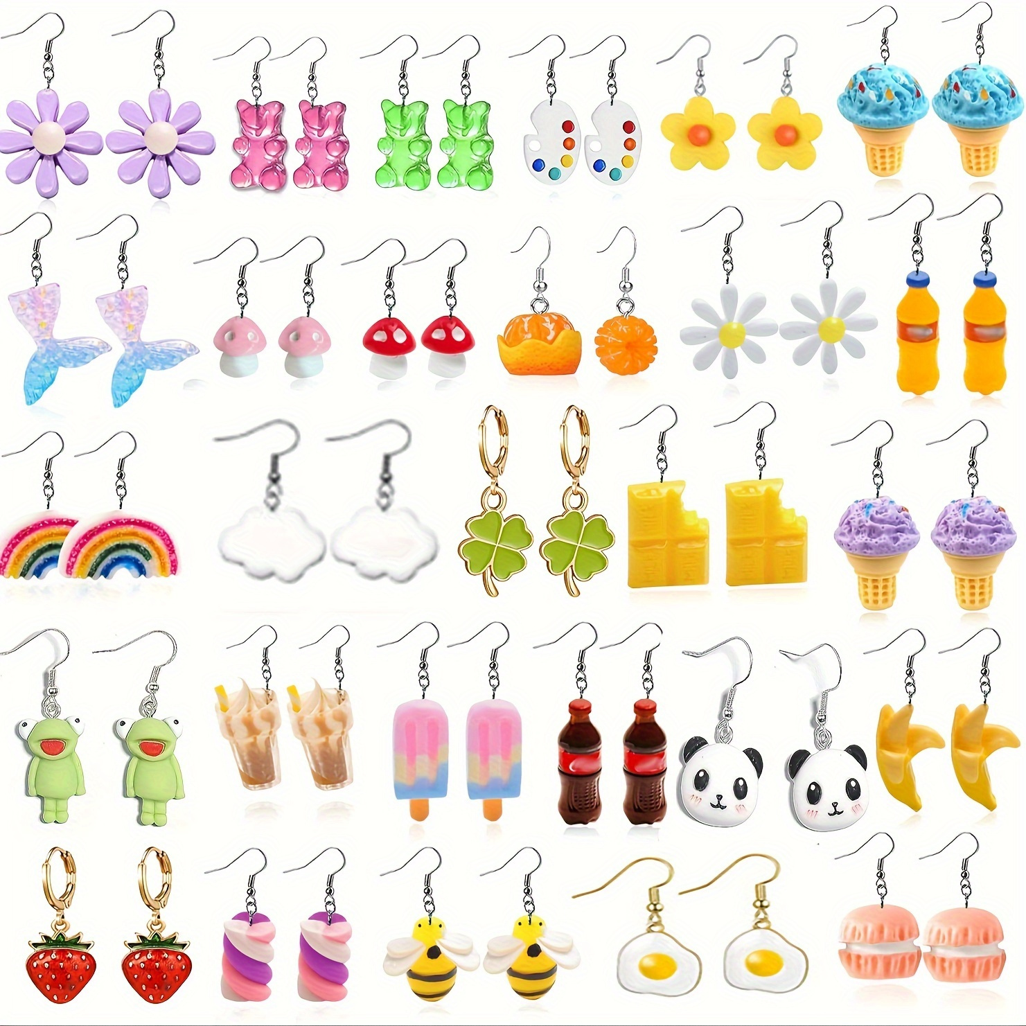 

Cute Drop Earrings Lovely Snack, Fruit, Cartoon Elements Just Pick A Combination U Prefer Match Daily Outfits Party Accessories Sweet Decor For Female