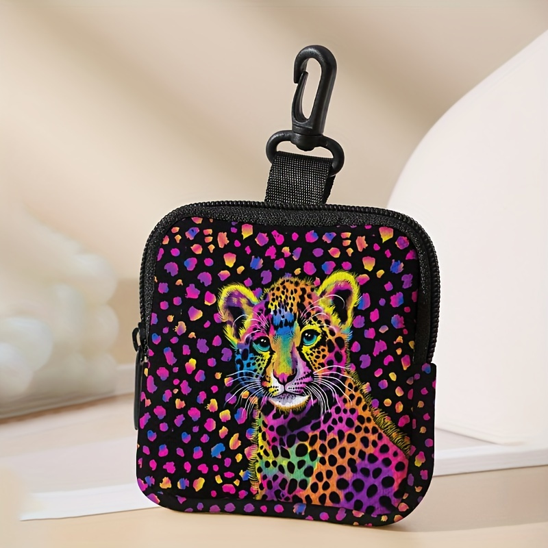 

1pc Set, Leopard Print Pattern Printed Large Capacity , Digital Printed Storage Bag, Headphone Storage Bag, Multifunctional Key Holder , For Gifts