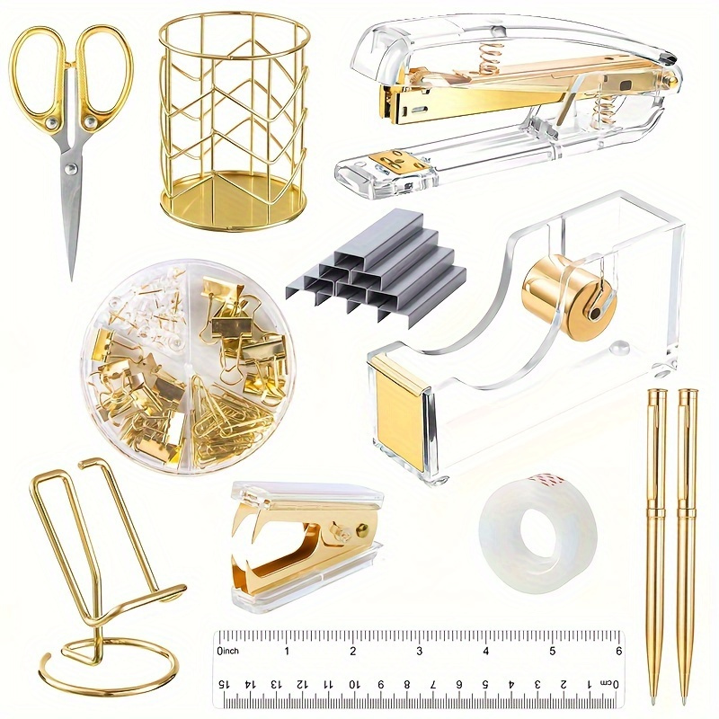 

Office Stationery Set Acrylic Stapler Pen Holder Tape Base Set