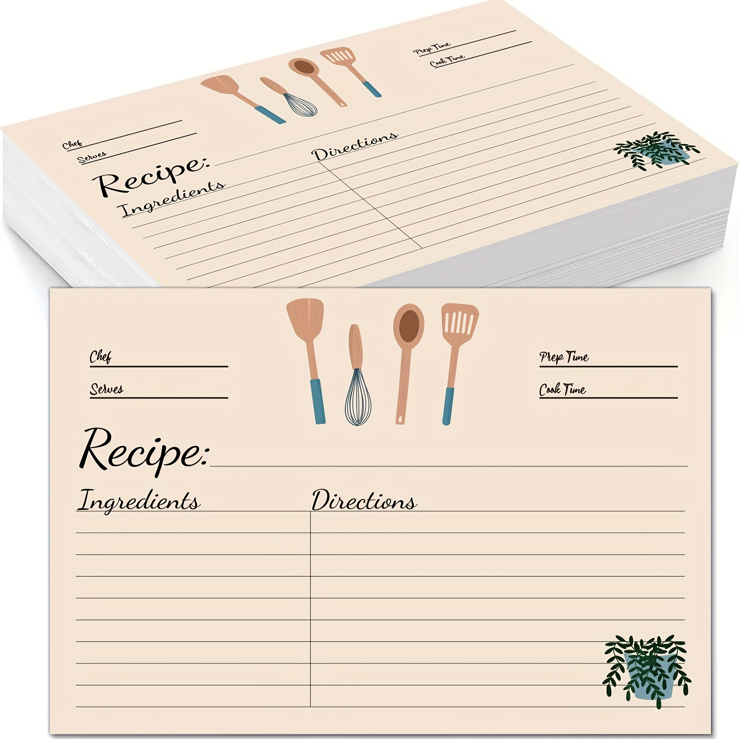 Neatz Spacious Recipe Cards 4x6” - 50 count, Double Sided. Thick