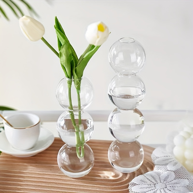

1pc Clear Glass Bubble Hydroponic Vase, Cute Style Bubble Vase Unique Floral Vase, Creative Globose Vase For Wedding Table Centerpieces Home Decoration