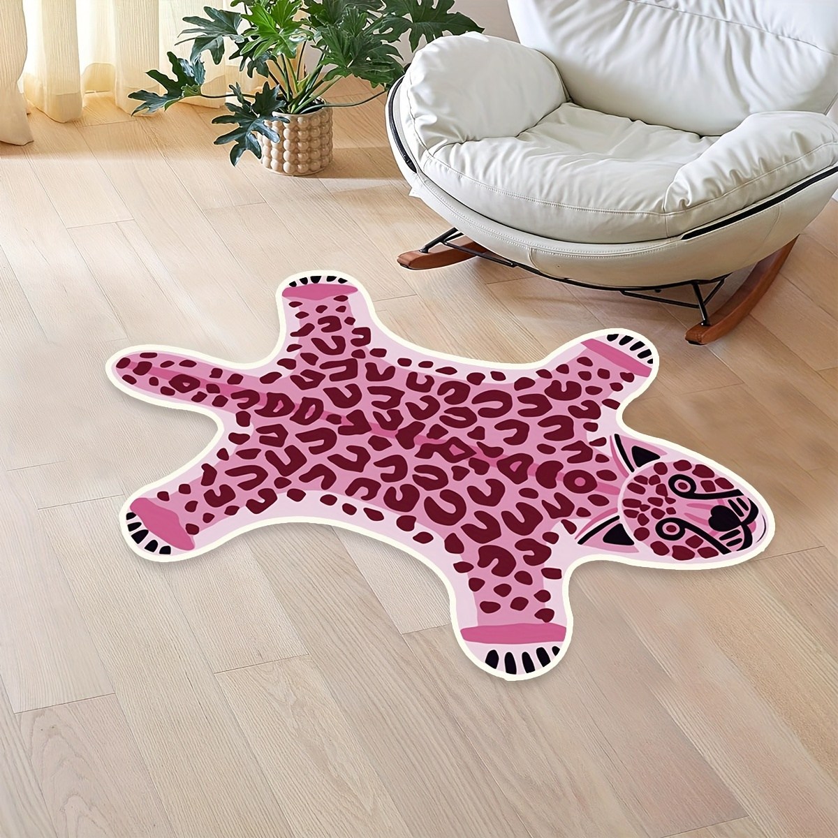 Animal Print Faux Fur Rug Animals Non-Slip Bath Mat Absorption Carpet Kids