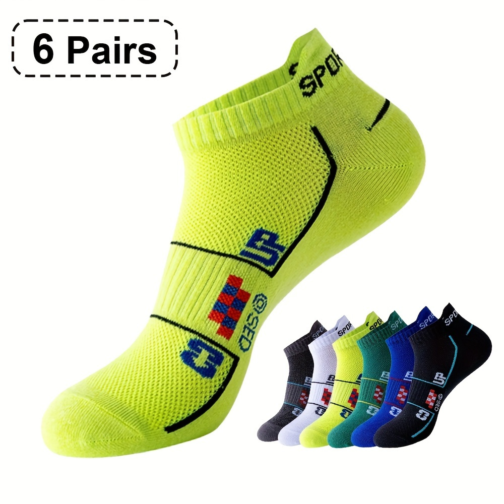 

6 Pairs Of Men's Woven Breathable Ear-lifting Ankle Socks, Comfy Breathable Casual Soft & Elastic Socks, Spring & Summer
