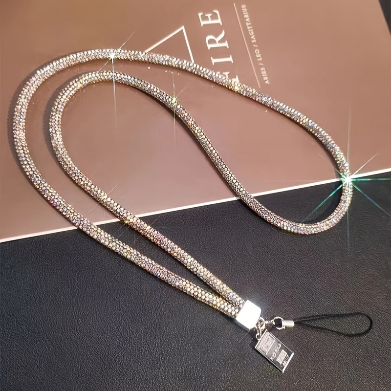 

Luxury Full Diamond Phone Lanyard Neck Strap With Durable Rhinestone Tether, Fashionable Beaded Mobile Chain, Sparkling Universal Cellphone Holder Accessory