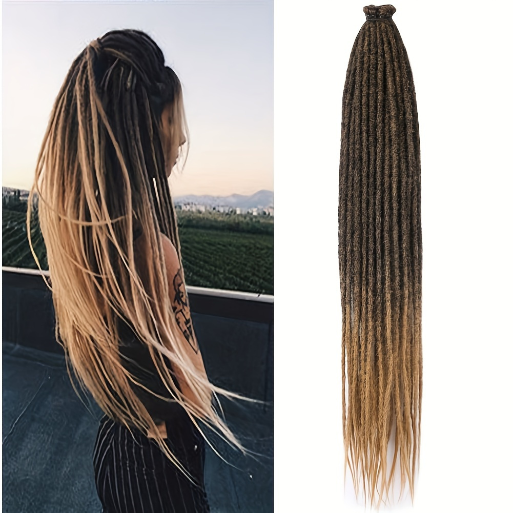 

20 Strands 24 Inch Dreadlock Extensions Synthetic Hippie Single Ended Dreads Ombre Blonde 0.6 Cm Width Loc Extensions Reggae Style Crochet Hair For Women
