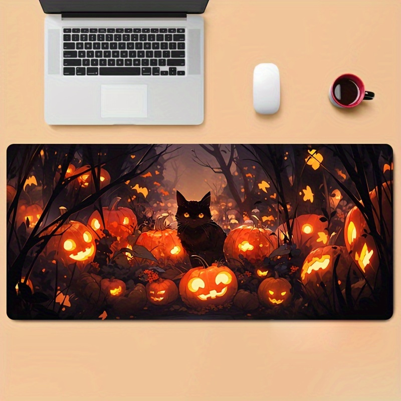

Anime Pumpkin Lantern Halloween Pattern Mouse Pad Super Large Lock Edge Anti-skid E-sports Game Desktop Pad For Computer Keyboard Mouse Pad Office Learning Desk Pad