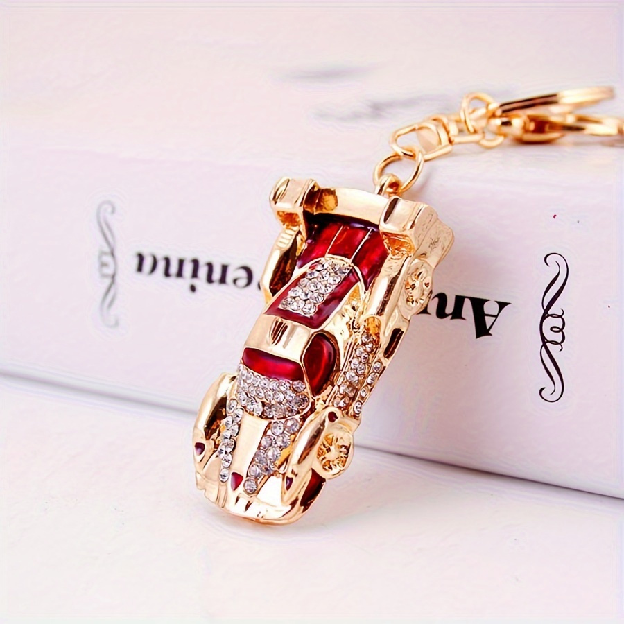 

1pc Creative And Cute Rhinestone Car Model Metal Pendant Keychain, Sports Car Design Keychain, Small Gift