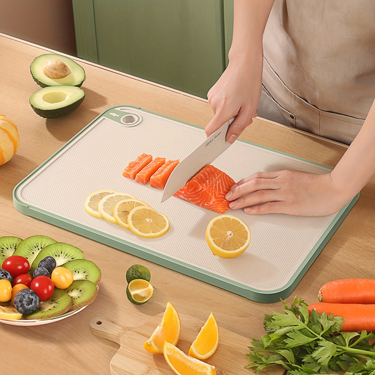 Klex EcoWheat Cutting Board for Kitchen (Set of 3), Dishwasher Safe BPA Free Straw, Pink