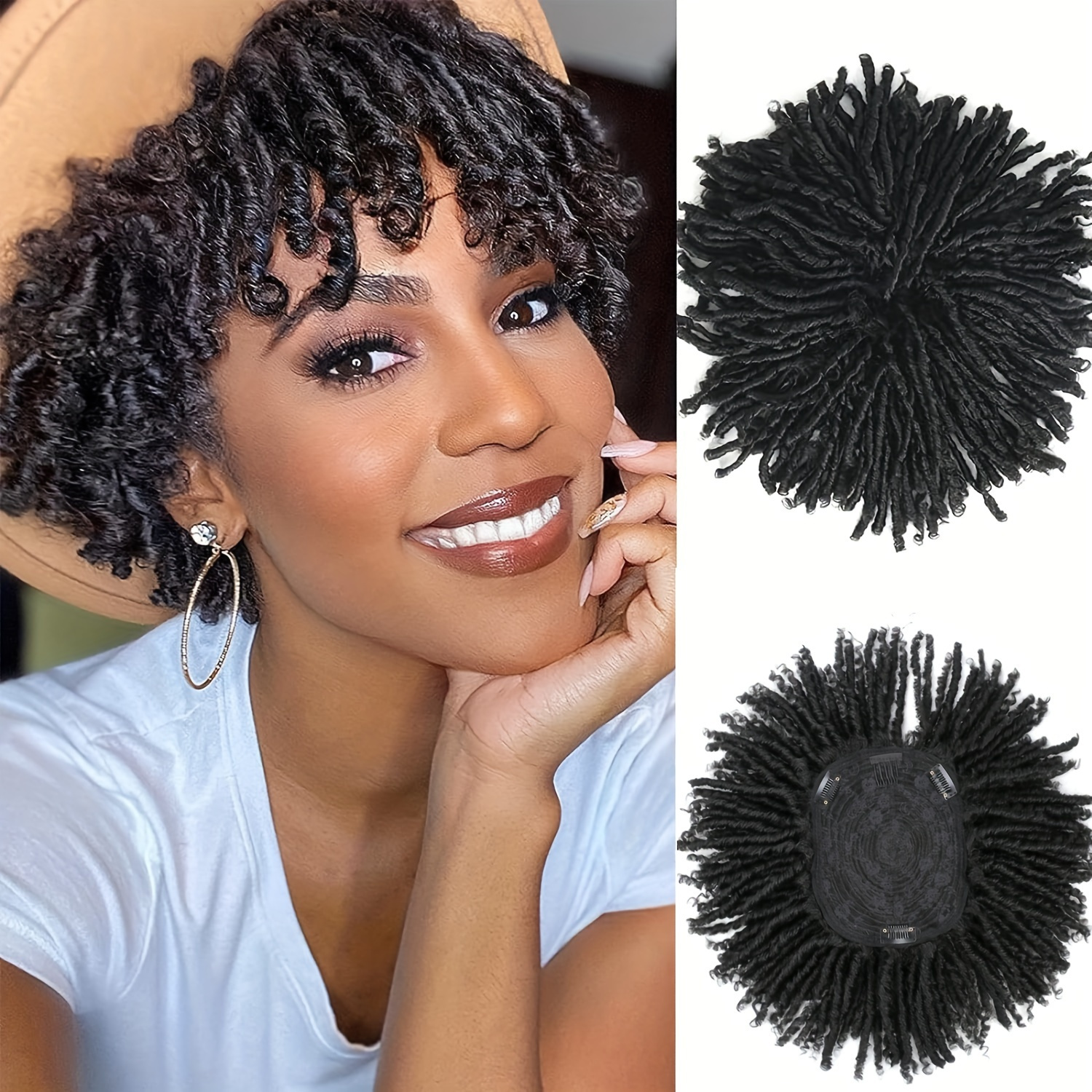 

6 Inch Dreadlock Hair Toppers With Clip In Braided Hair Half Wigs For Women Short Synthetic Dreadlocks Hair Pieces Toupee Afro Hair For Women And Men Topper Wiglets Hairpieces For Thinning Hair