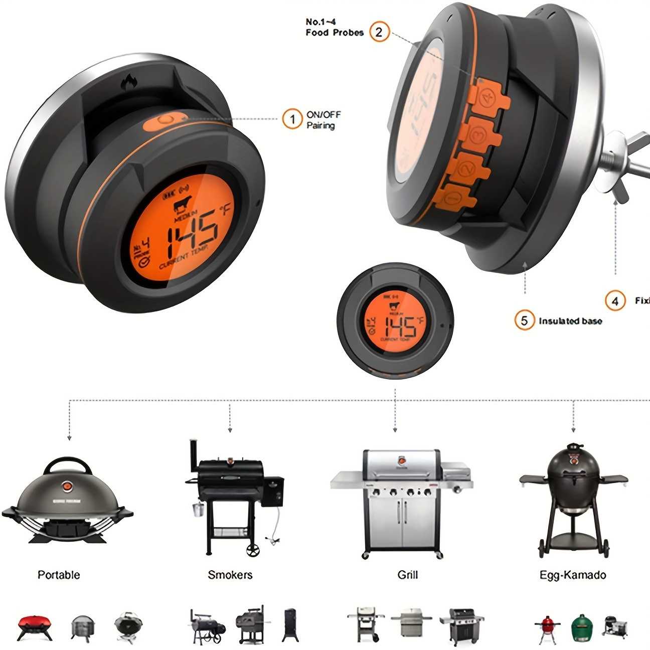 Upgrade Outdoor Digital Wireless Dome Cooking Food - Temu