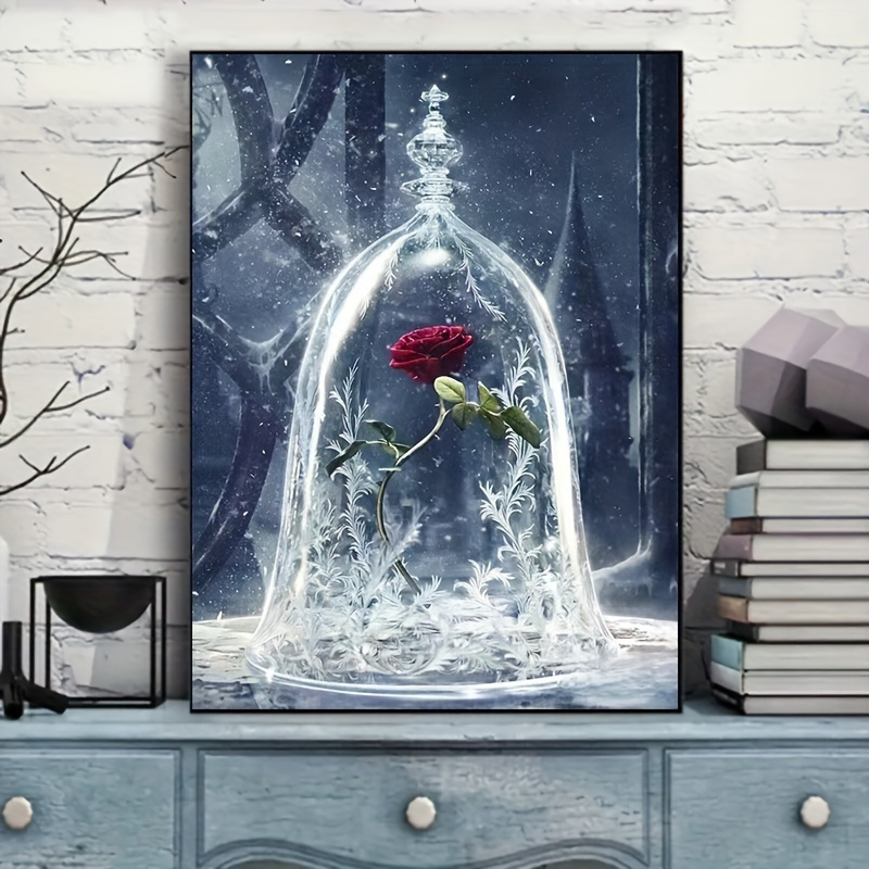 

Diamond Painting Kit, Glass Bottle, Red Rose Diy 5d Diamond Painting Art Kit For Adult Beginners, Diamond Painting Round Full Diamond Used For Home Wall Decoration Diamond Painting Kit