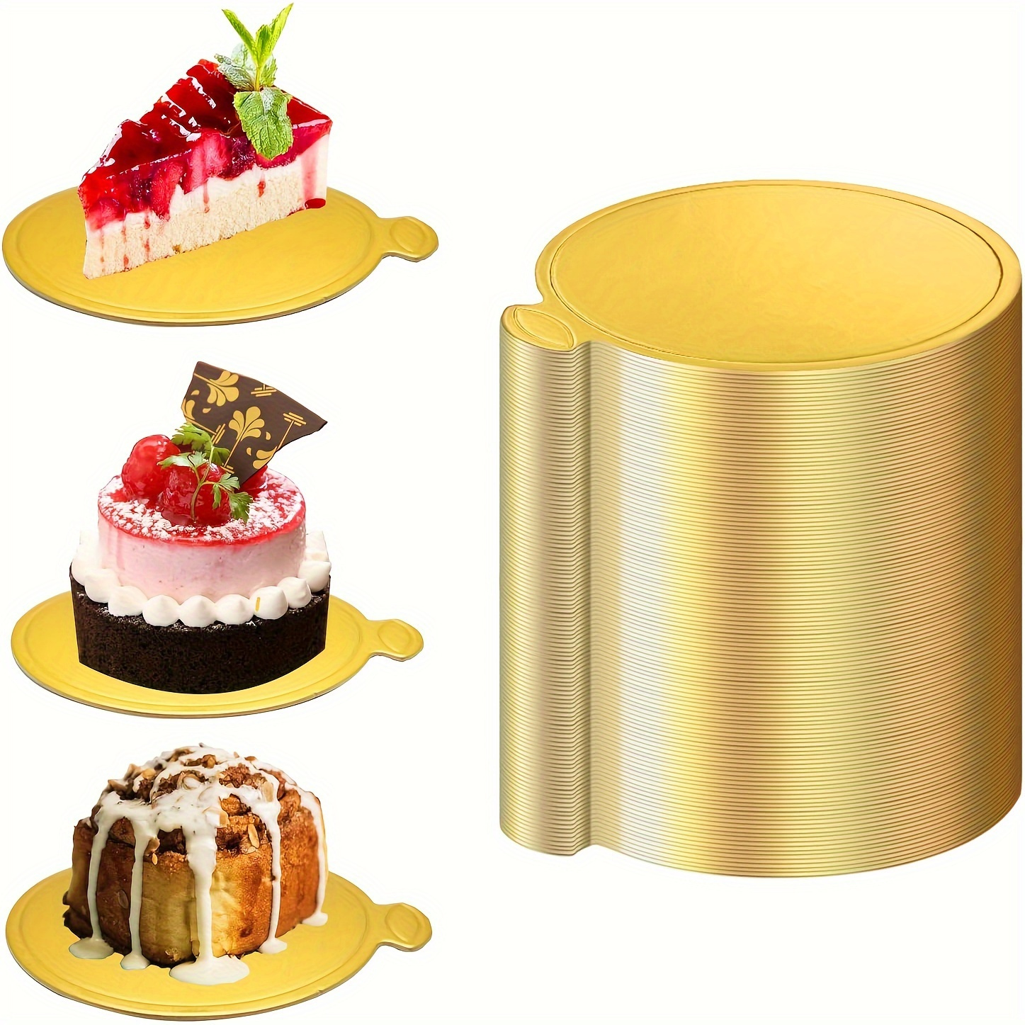 

100 pièces de moules à gâteau en feuille d'or pour la pâtisserie - Parfait pour les desserts et les pâtisseries - Emballage pour la restauration - Diamètre de 8,9 cm/3,5 po