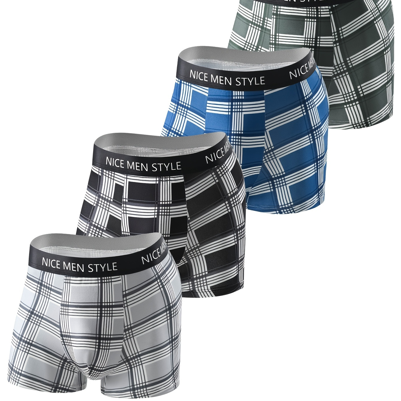 

4-pack Men's Boxer Briefs Set - Breathable, Soft, Stretchy Polyester Knit Fabric, Casual Striped Shortie Panties With Strap Detail For Teens And Boys - Ideal For Sports & Wear